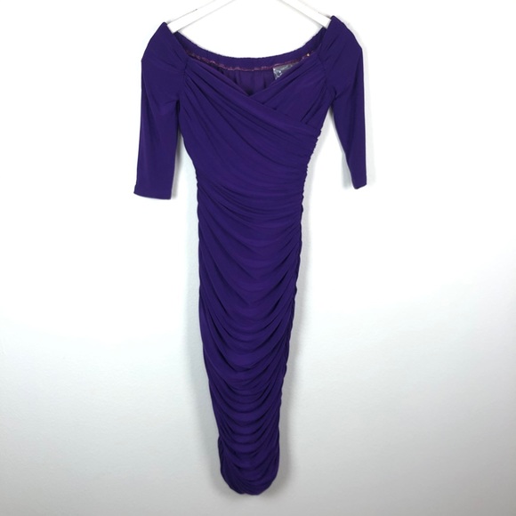 Laura Byrnes Monica purple wiggle pinup midi dress - Picture 2 of 9